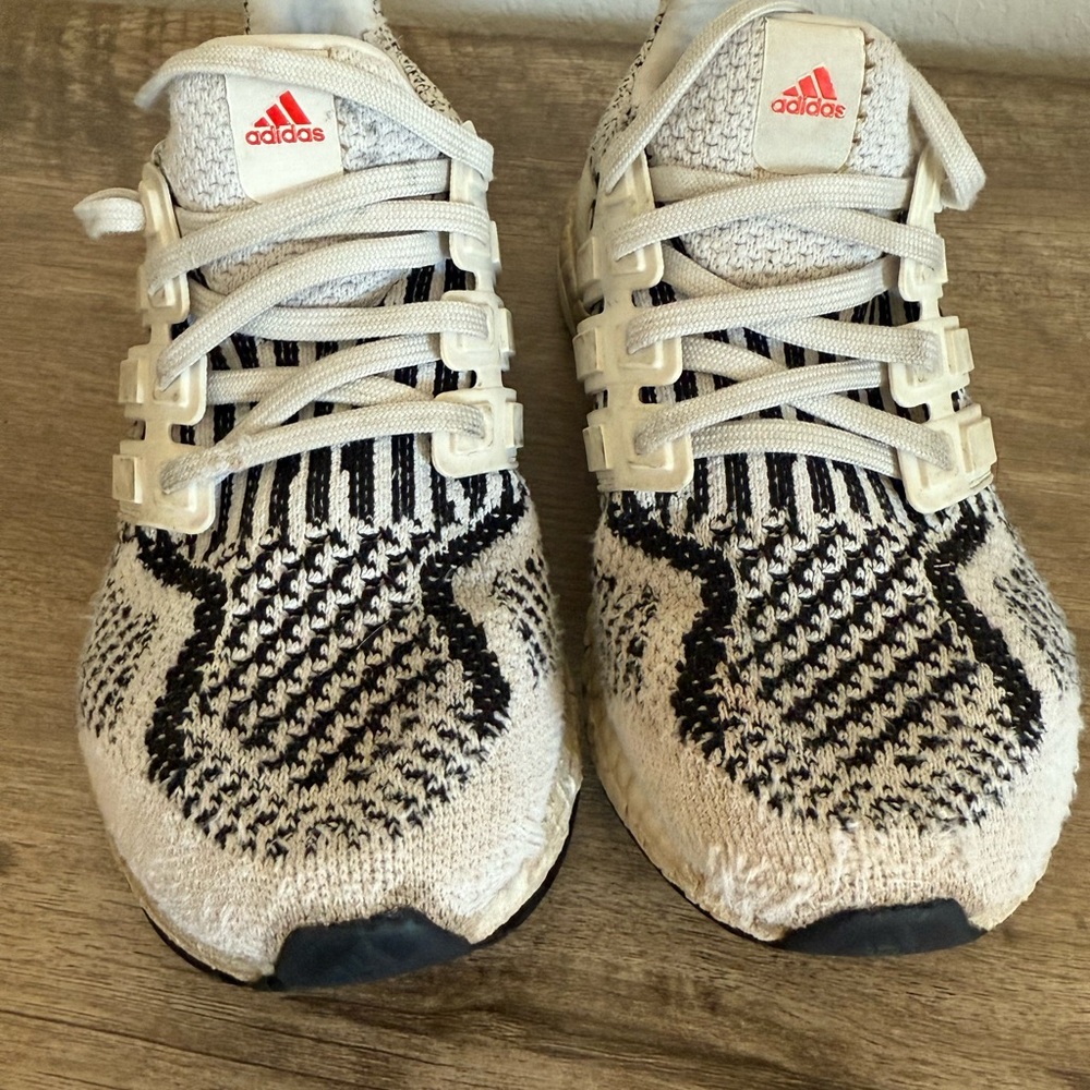 Adidas Kids' Cream and Black Patterned Sneakers